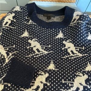 J Crew Black Label Fair Isle Wool Ski Sweater Fair Skiers Motif Size Medium